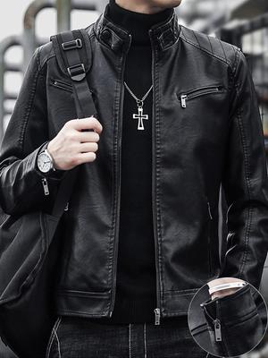 Herren 2025 Lederjacke mit Fleecefutter - Frühling/Herbst Trend
