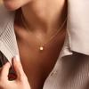 Women's Titanium Steel 18K Gold-Plated Round Disc Necklace - Smooth Mirror Finish