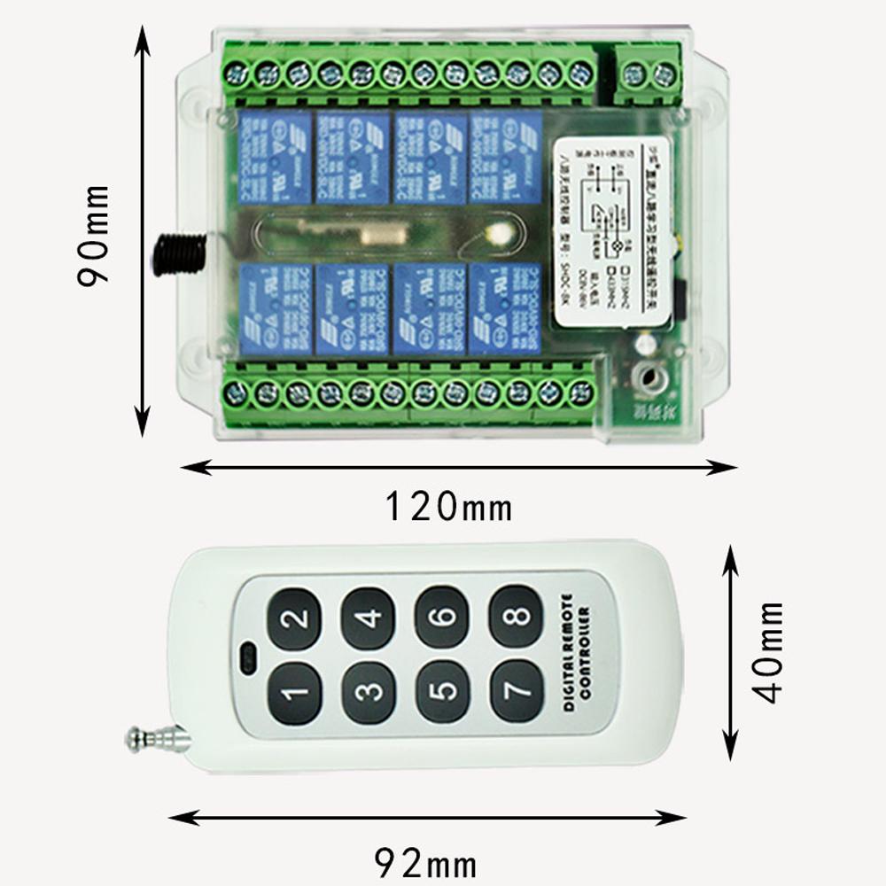 8 Channel Wireless 433MHA RF Remote Control Switch Jog/Self-Locking/Interlock Modes With 1/2 Wireless Remote Control For Motor
