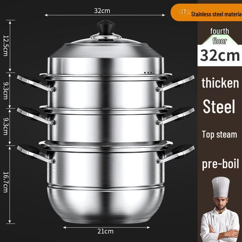 Customizable 304/316 Stainless Steel Multi-functional Food-Grade Thickened Steamer Basket and Pot