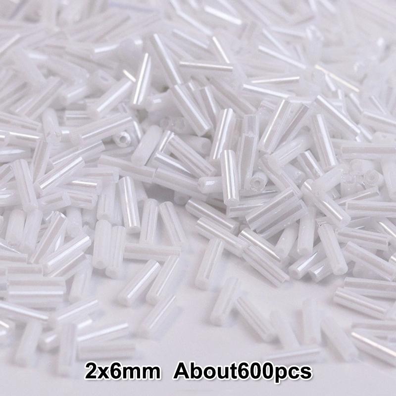 2x6mm Colorful Silver Core Czech Glass Seed Bugle Beads Tube Spacer Beads For Jewelry Making Garment Sewing Accessory