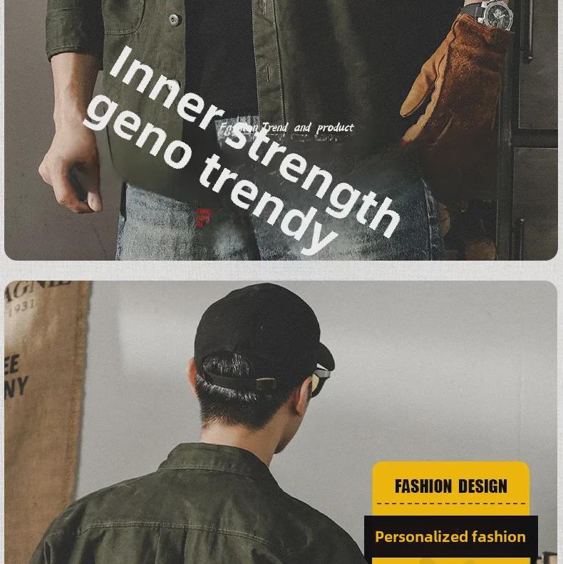 Herren Retro Schweres Arbeitshemd: Langärmige Jagdjacke im Oversize-Schnitt mit Samtfutter, Herbstlicher Coach-Stil.
