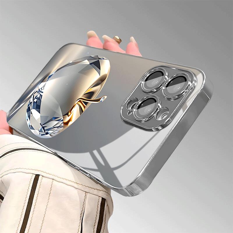 Crystal For AppleTempered Glass Electroplated Phone Case For iPhone 18 17 Pro Max 15 14 Plus 16 13 12 11 Pro MAX 16E 17Air Cover