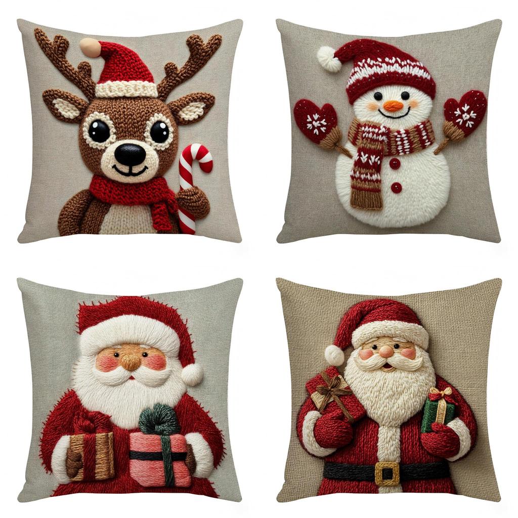 Christmas Decorative Pillow Cover With Short Plush Material For Holiday Home Decor