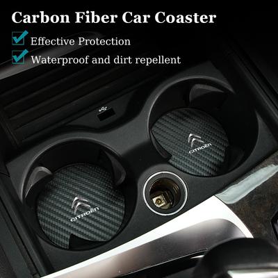 2PCS Car Coasters Carbon Fiber Cup Holder Mat Pads For C3 C5 C1 C2 Berlingo Celysee Xsara Cactus Picasso Car Accessories