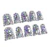 Short Duckbill Press-On Nails With Starry Sky Design Sparkly Rhinestones Sweet Edgy Style Women