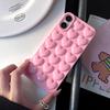 Pink 3D Bubble Pop Heart Cute Girly Phone Case For iPhone 17 Air 16 15 14 Plus 13 12 11 Pro Max Soft Silicone Back Cover Funda