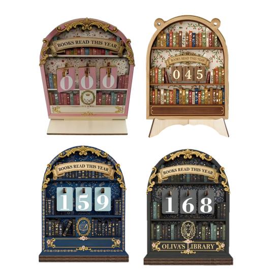 Yousheng Książka Przeczytana W Tym Roku Licznik Drewniany Tracker Wyzwania Celu Czytelniczego z Numerowanymi Znakami Dekoracja Półki na Książki Prezent dla Miłośników Książek Molów Książkowych