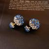 Light luxury diamond-encrusted front and rear two large and small silver needle stud earrings French geometric temperament earrings