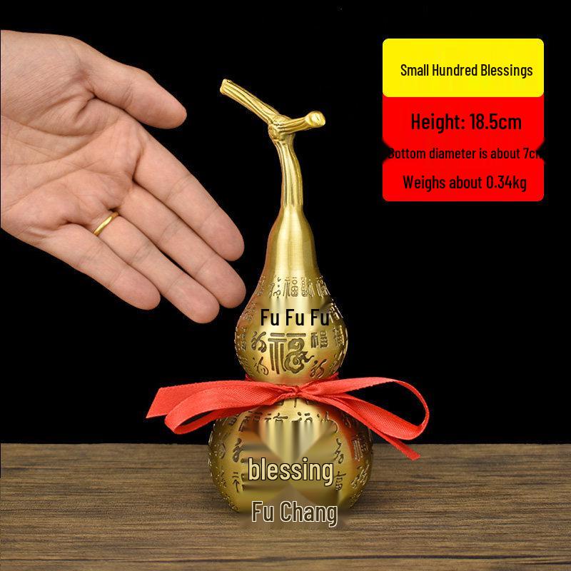 Fu Character Openable Copper Gourd Ornament for Living Room or Office