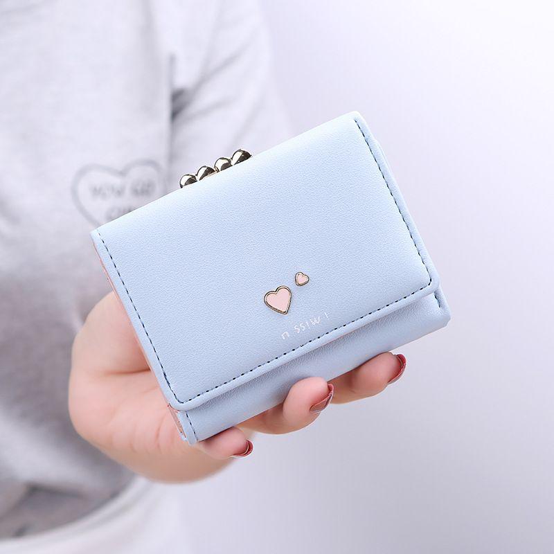Korean Style Mini Tri-Fold Coin Purse: Fashionable Dual-Use Card Holder & Wallet for Female Students