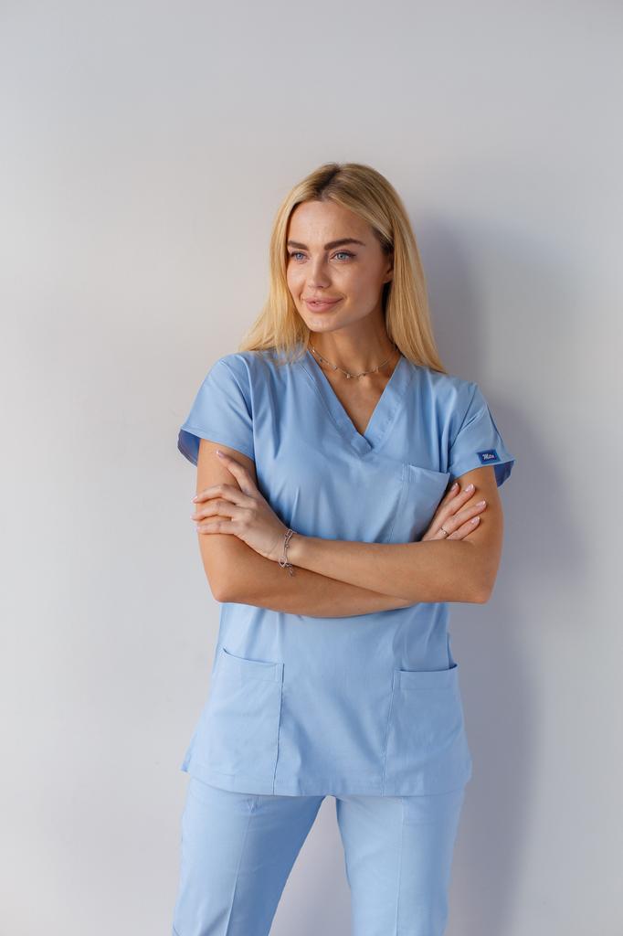 Two Piece Set Medical Scrubs Unisex Doctor Nursing Uniform Set Medical Uniform Surgical Suit Tops+Pants V-neck Short Sleeved Thin Tericoton Fabric
