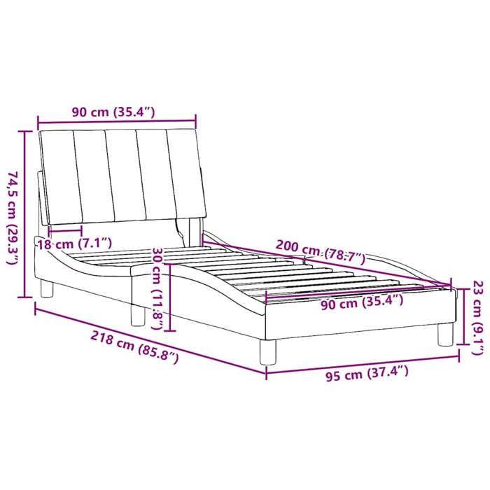 VidaXL Cadre de lit sans matelas noir 90x200 cm tissu, lit, sommier, lit en tissu, meuble de chambre à coucher, lit simple, 3310435