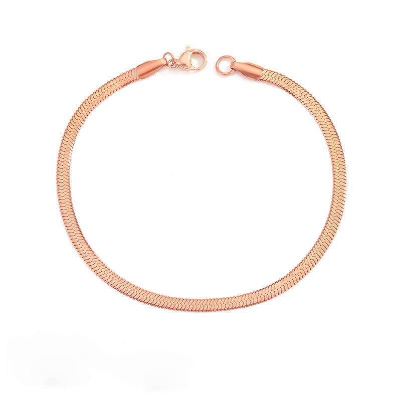 CARLIDANA Simple PVD 14K Gold Plated 316L Stainless Steel Wide Length Round Round Snake Chain Bracelet Jewelry For Women