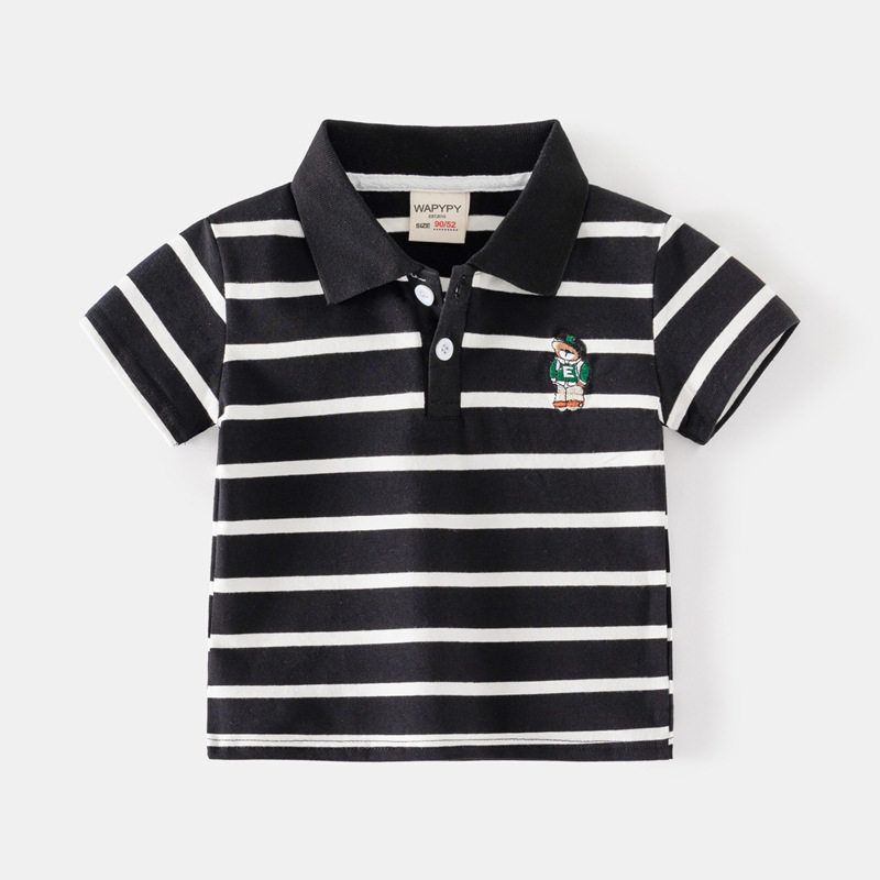 Children's Clothing Summer Kids Stripes Polo Shirt Clothes Summer Clothes Boys' Lapel Short Sleeve T-shirt Baby Boys' Half Sleeve Tops