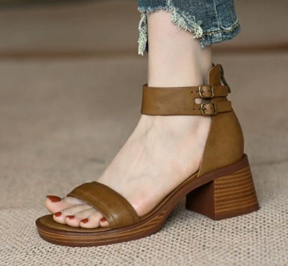 Fashion Espadrille pour femmes, talons hauts rétro, sandales à bout ouvert, semelles trempées beiges