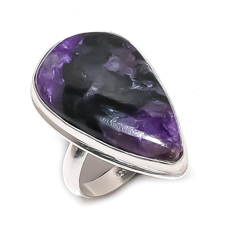 Russian Charoite Gemstone Handmade 925 Sterling Silver Jewelry Ring Size 8 Y1a95
