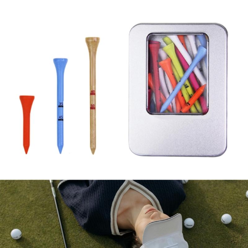 1 Låda Flerfärgade Golfpeggar Minskar Friktion Golfpeggar 42/70/83mm Golfpeggar med Förvaringsfodral
