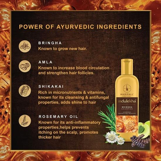 Indulekha Bringha Shampoo, Proprietary Ayurvedic Medicine For Hair Fall, Free From Parabens, Synthetic Dyes And Synthetic Perfume, 200ml