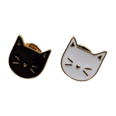 [F NODE] Black and White Cat Pin Badges, Set of 2, White Cat and Black Cat, Cute, Stylish, Clasp, Badge, How To Display, How To Use, How To Attach,