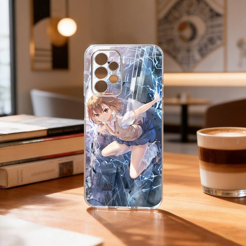 Misaka Mikoto Railgun Electric Warning PhoneCase Transparent Silicone Soft For Samsung S25,S24,S21,S22,S23,S30,Ultra,S20,Plus,Fe