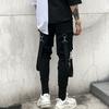MAITA Men's Fashion Side Pockets Sport Athletic Pencil Active Pants Men's Hip Hop Patchwork Ripped Sweatpants Cargo Pants Male Trousers