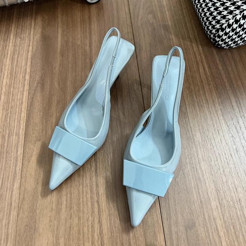 Fashion SUOJIALUN 2024 Spring New Brand Women Sandal Fashion Buckle Ladies Elegant Dress Slingback Shoes Thin High Heel Pointed Toe Pump