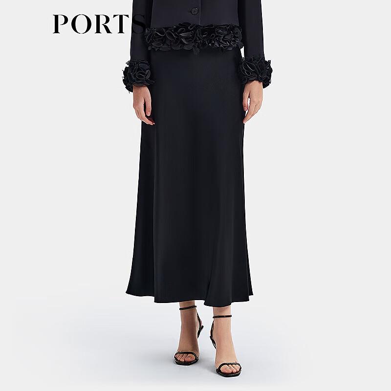 PORTS Women's 2025 Spring/Summer Elegant Luster Midi Skirt