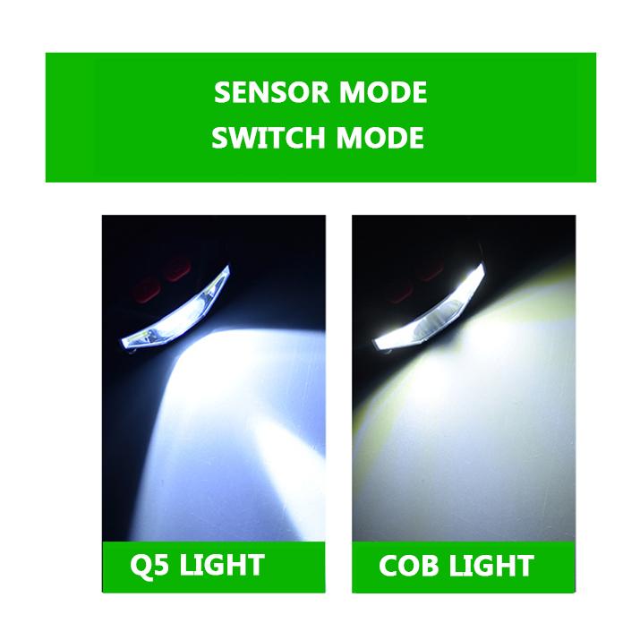 Led Headlamp Sensor XP-G Q5 Built In Battery Head Flashlight Lamp Headlight Bulbs Lights Running Waterproof White Red Color