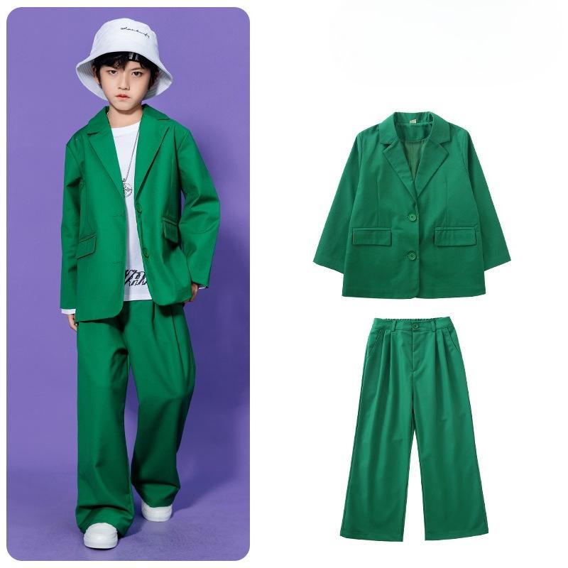 Kids Purple Blazer Suit Set Girls 2Pcs Oversized Blazer & Wide Leg Pants Streetwear Hip Hop Dance Performance Outfit for Stage Show Party