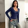 Women's Cable Knit V-Neck Sweater Slim Fit Cropped Long Sleeve for Spring and Fall