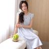 Summer pure cotton sleeveless nightdress women's Japanese plaid loose medium and long casual large size summer can wear home skirt