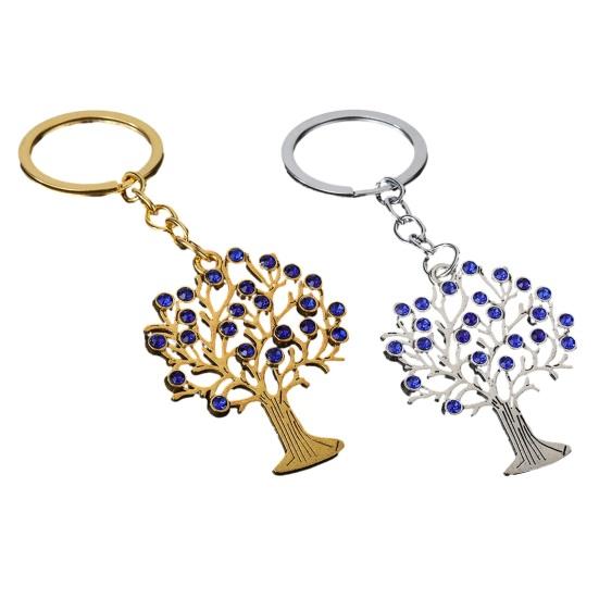 Keychain Pendant Rust Resistant Retro Hollow Tree Charm Key Chain with Rhinestone Inlay Backpack Accessory