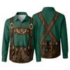Camicia da uomo per l'Oktoberfest con stampa 3D, vestibilità larga, manica lunga, colletto, casual, stile vintage, traspirante, per lavoro, festival all'aperto, festa
