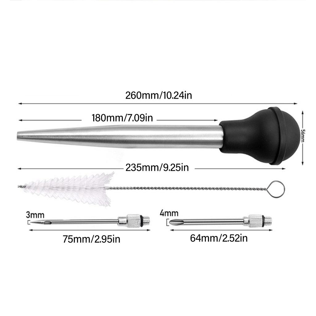 Stainless Steel Turkey Baster Tool Set Marinade Injector Needle and Cleaning Brush Thanksgiving Accessories for Cooking