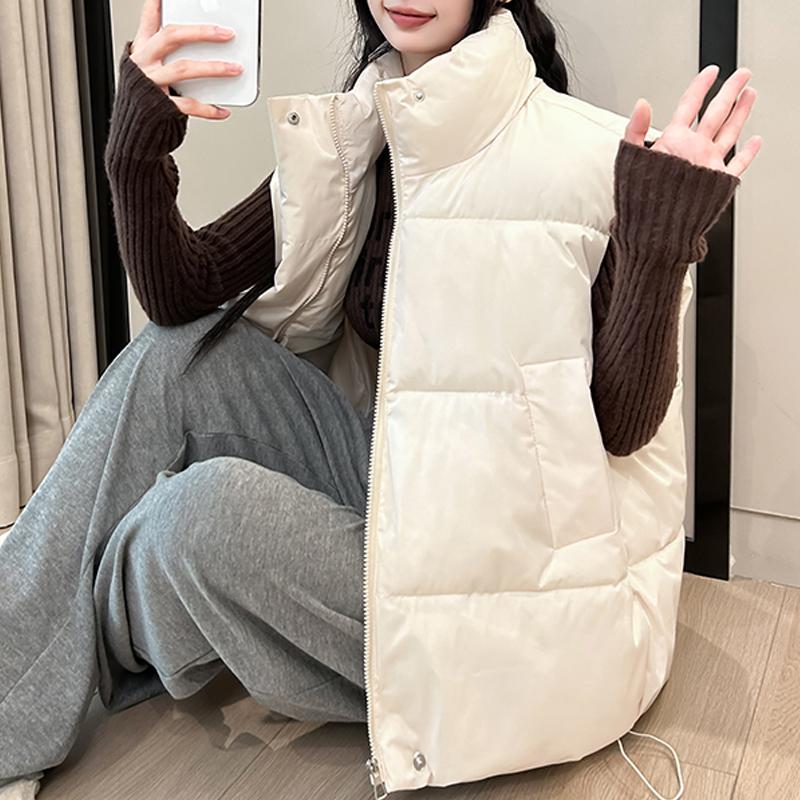 Fashion Winter Warm Sleeveless Vest Woman Outerwears Stand Collar Casual Thick Women's Jackets