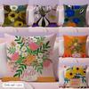 Artistic Potted Plants Cushion Cover Natural Linen Pillow Case DoubleSided Print Decorative Sofa Pillowcase Home Decor Gift