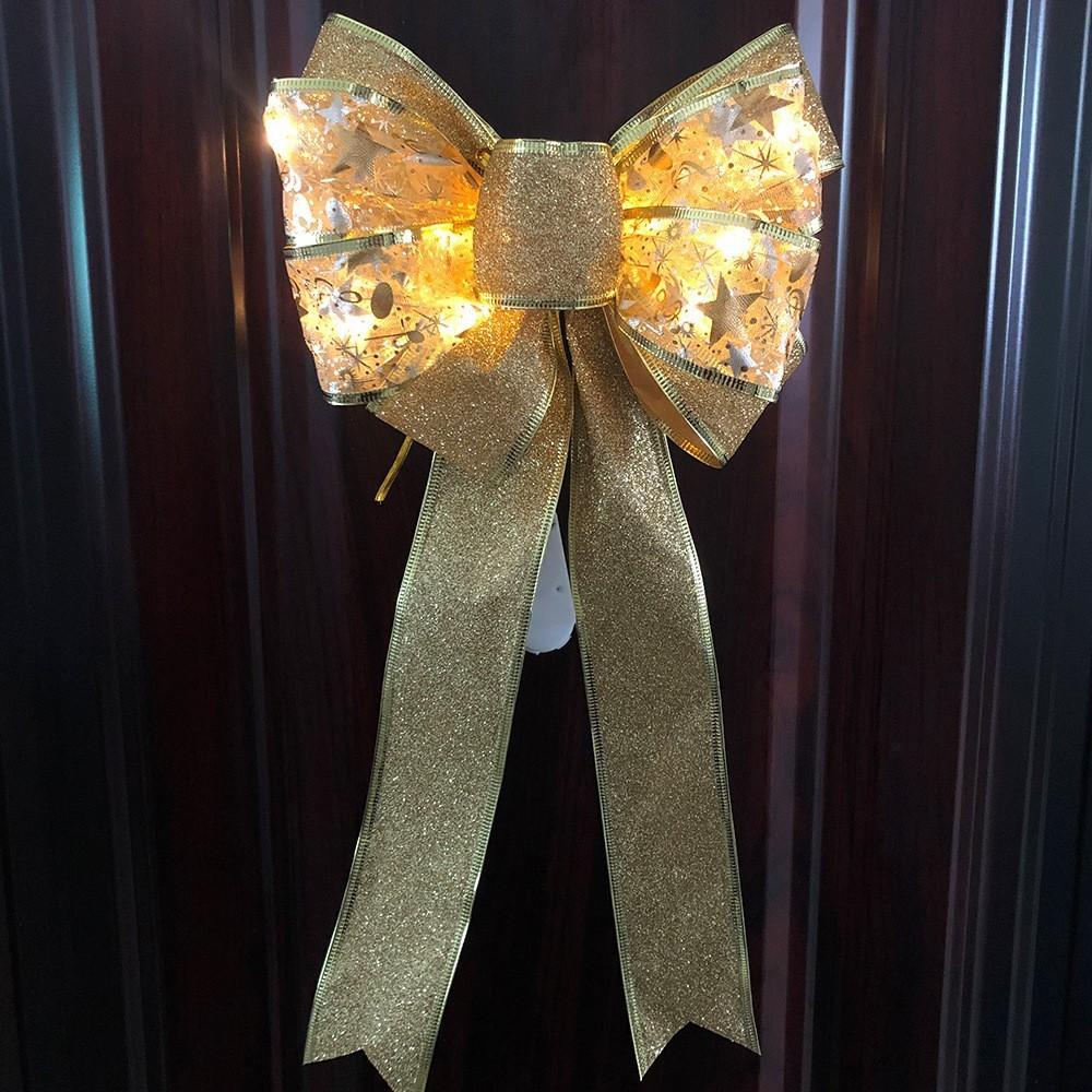 Christmas Led Eyecatching Bow Decoration With Stylish Silver And Options Gold