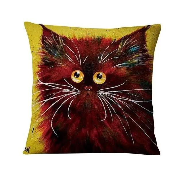 

Красочная наволочка с принтом мультяшного кота, украшение для дома, подушка для рисования, декоративный декор, пледы для дивана 45x45cm