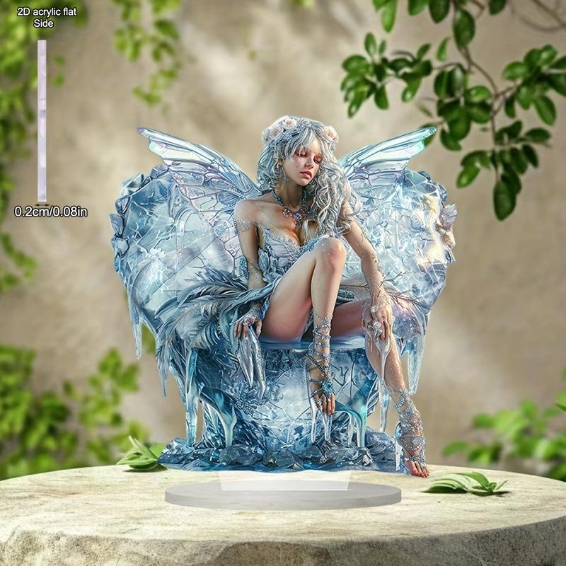 2D Flat Goddess of Ice Acrylic Desktop Decoratio, with Base, Suitable for Wall Decoration, Porch, Room, Villa, Accents Home, Hallway, or Workplace - R