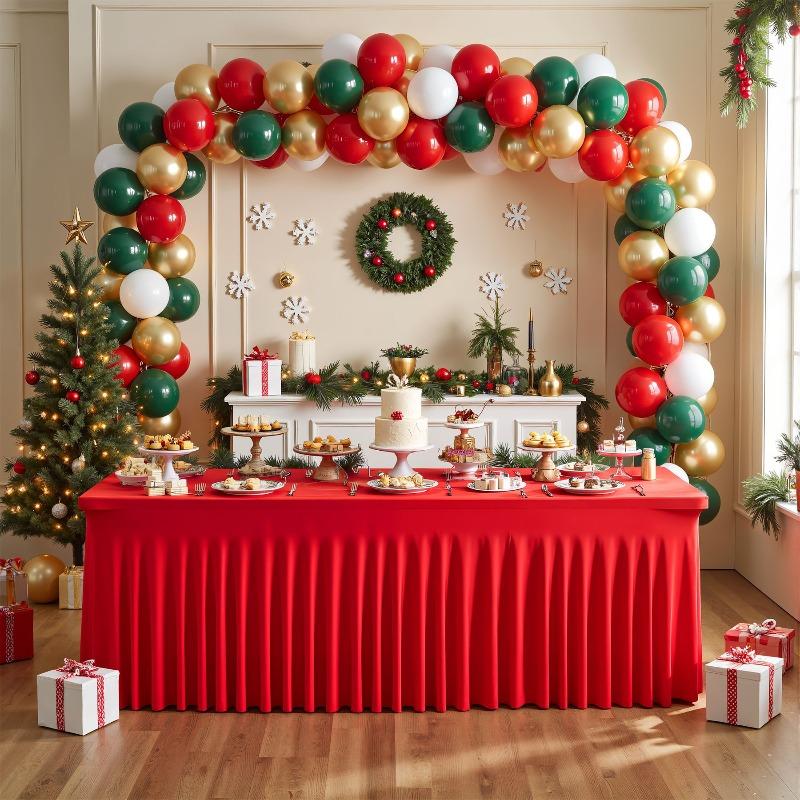 New Christmas Party Red Tablecloth Rectangular Elastic Wedding Birthday Party Venue Decoration Tablecloth Atmosphere Decoration