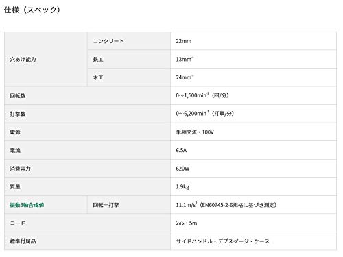 Ciocan perforator rotativ HiKOKI SDS Plus Beton 24mm FDH22PG 22mm/Ferrovizare 13mm/Lemn