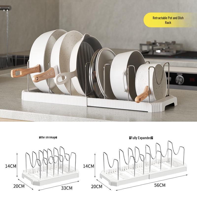 Telescopic Multi-Function Kitchen Rack for Pots, Lids, and Plates