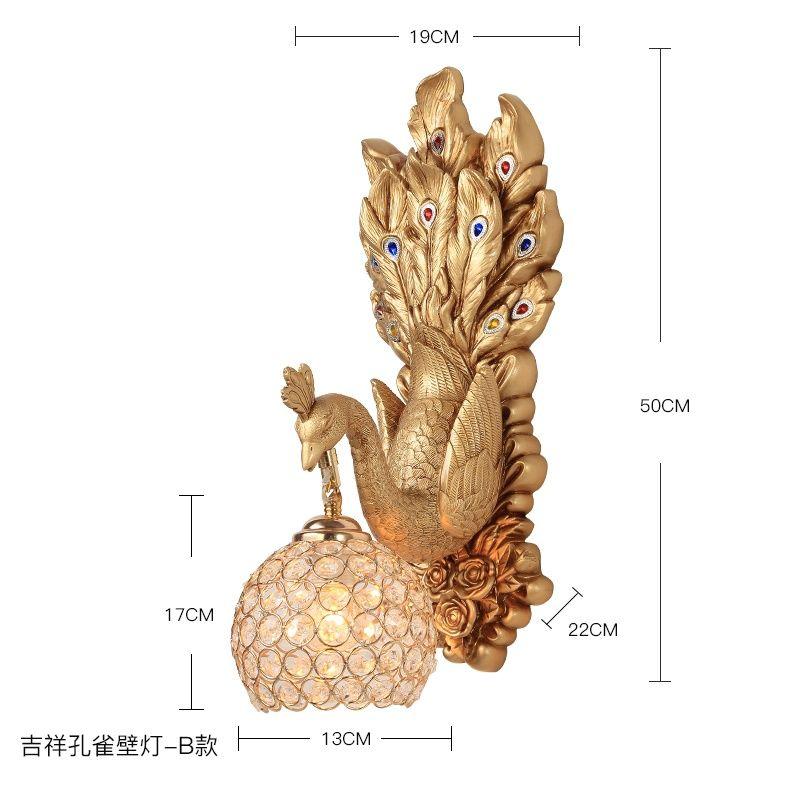 American Creative Peacock Wall Lamp Living Room Bedroom Bedhead European Decorative Corridor Lamp