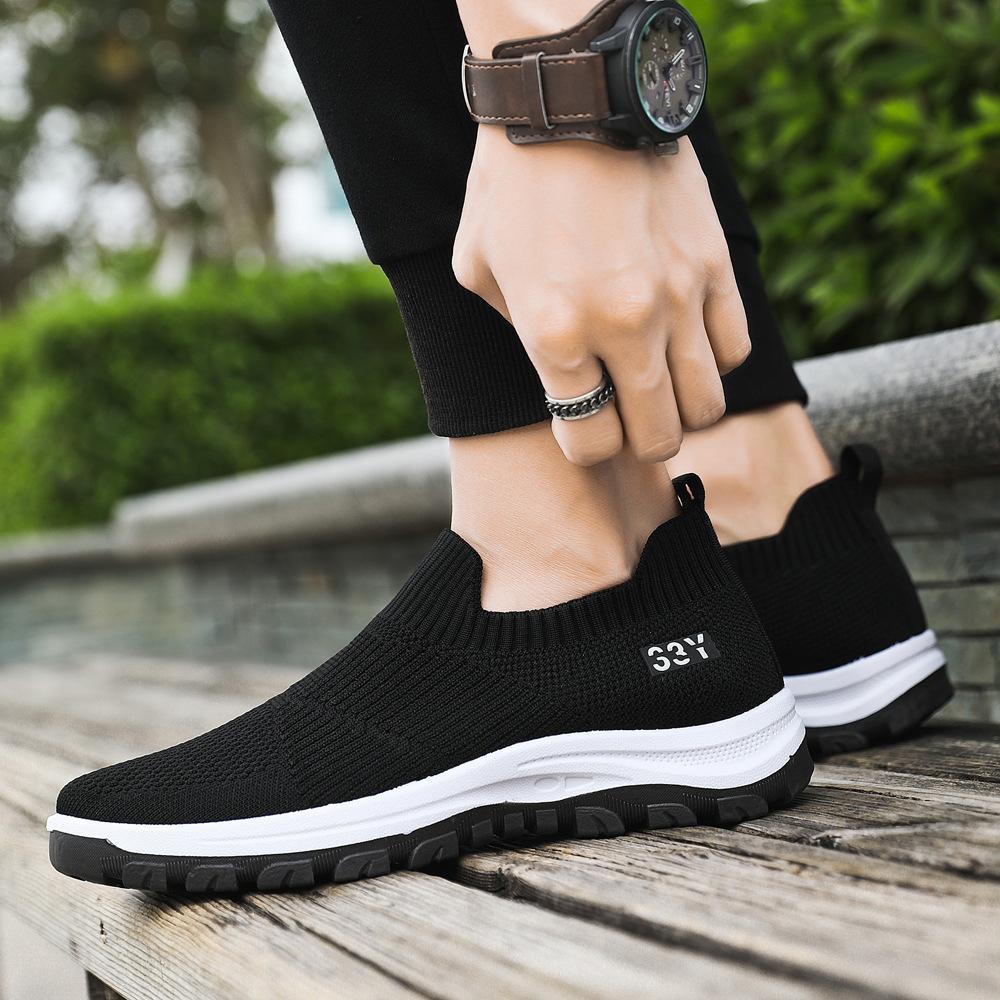 Foreign trade 2025 new fly-woven mesh casual shoes comfortable one-pedal dad walking sports men's shoes