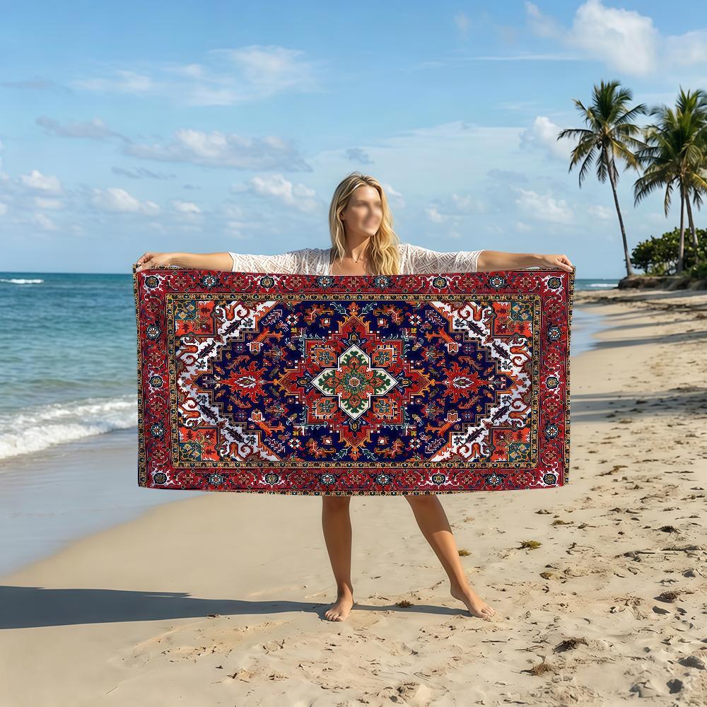 Persian Carpet Pattern Towel Soft Pool Gift For Travel Gym Shower Camping Quick Dry Sports Beach Towel