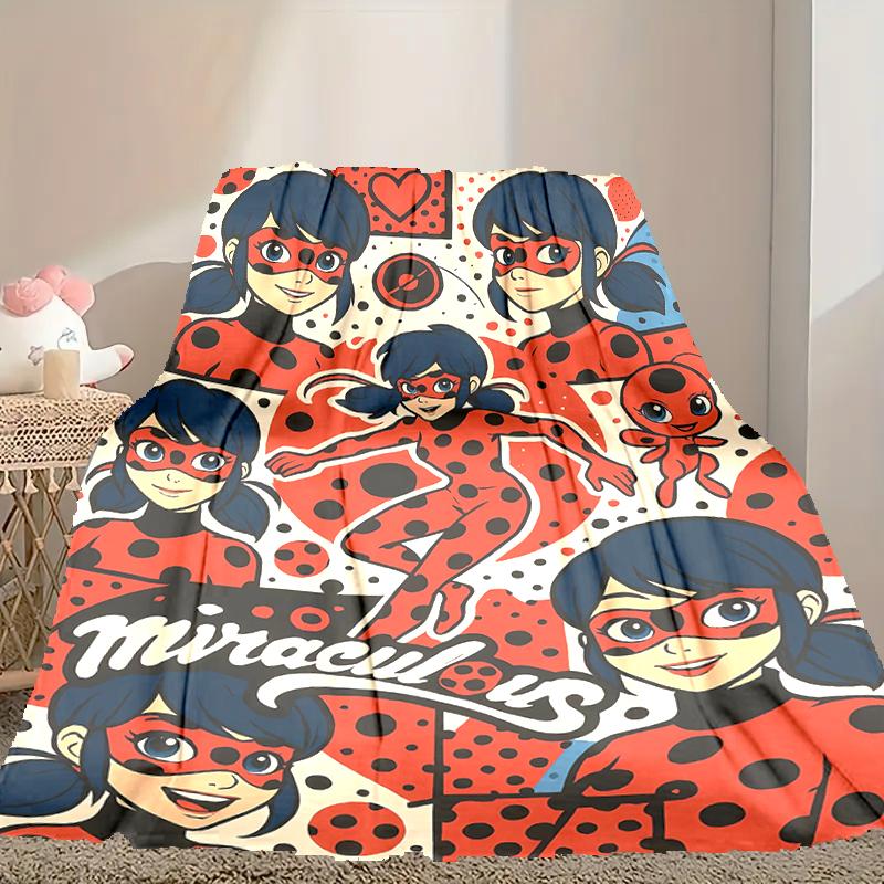 1pz Coperta Coccinella Facile da Curare, Perfetta per Divano, Letto, Casa, Viaggio e Altro, Coperta Stampata Calda e Resistente