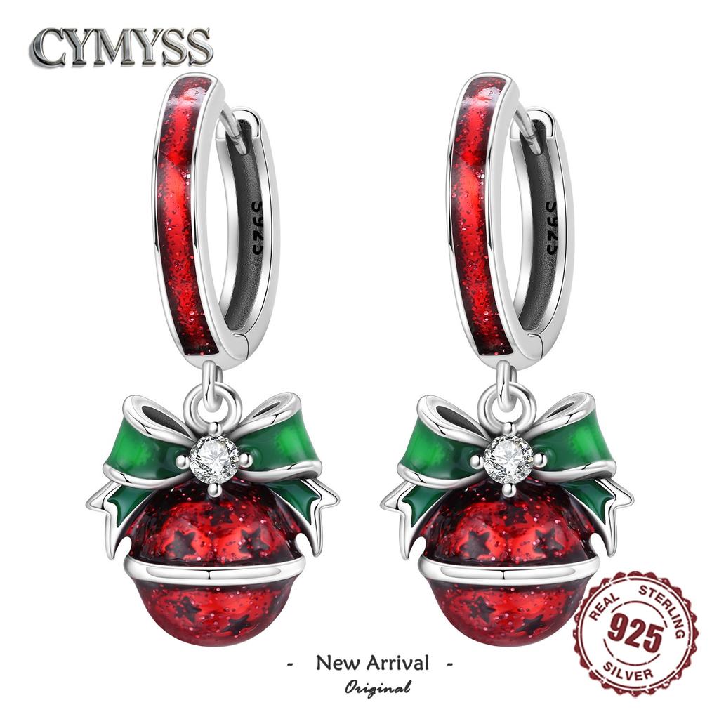 New 925 Sterling Silver Christmas Dangle Earrings Holly Snowflake Bell Design Drop Earring Jewelry Christmas Gift For Women Girl