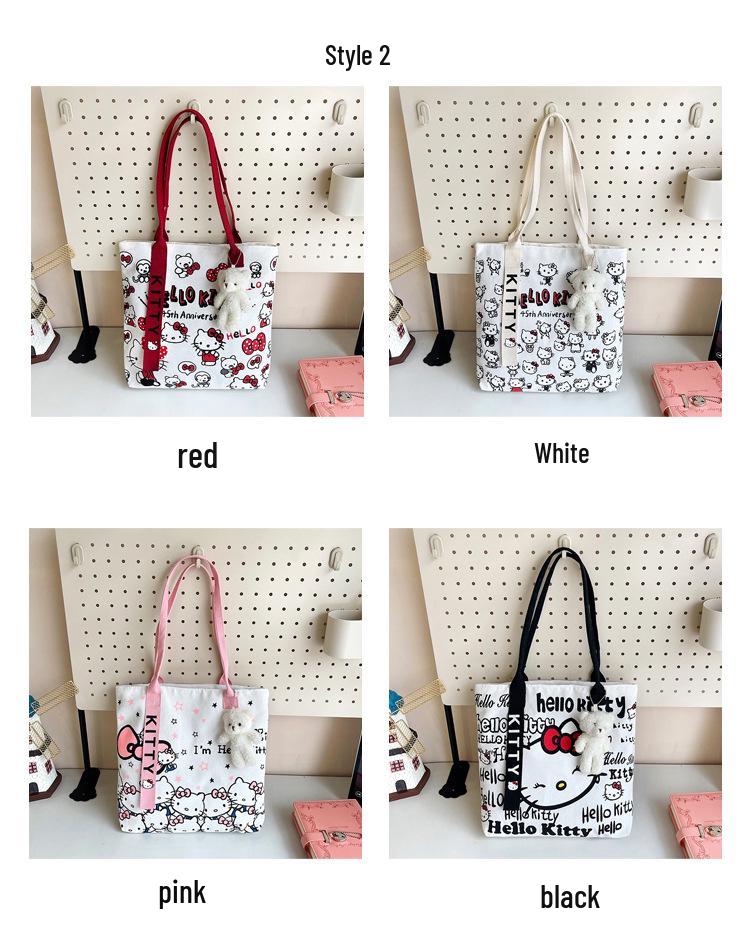 Women's Cute Cartoon Canvas Handbag - Versatile, Large Capacity Shoulder Tote