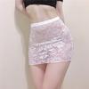 Women See Through Sexy Nightclub Mini Long Wrap Hips Skirt Female Hollow Lace Black Pleated Skirts for Women Summer